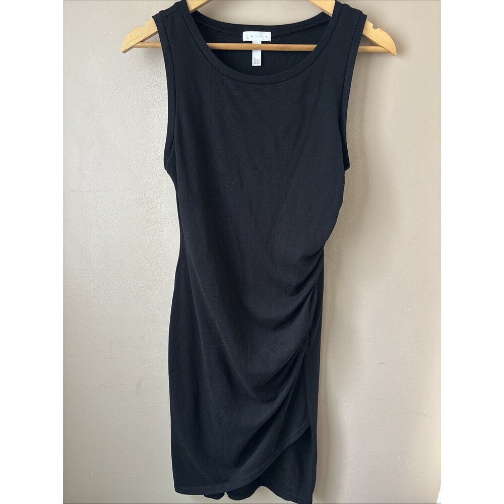 Leith Ruched Sheath Dress Womens M Black Sleeveless Side Ruched